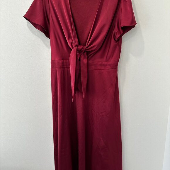 Baltic Born Poppy Satin Midi Dress Wine Size Large - Picture 2 of 4